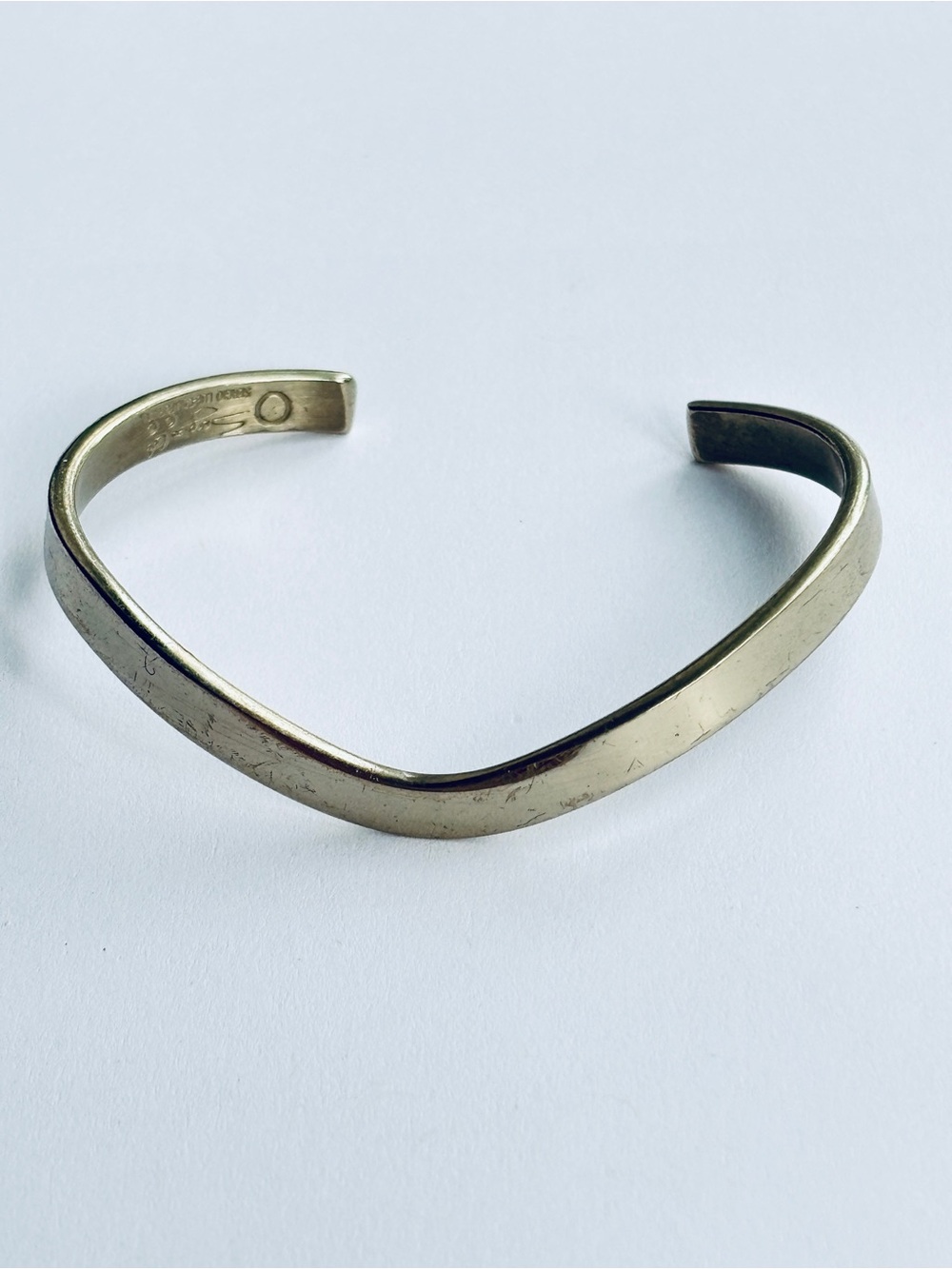 Sergio Lub Vintage 80s Rainbow Wave Cuff Bracelet Silver Tone California